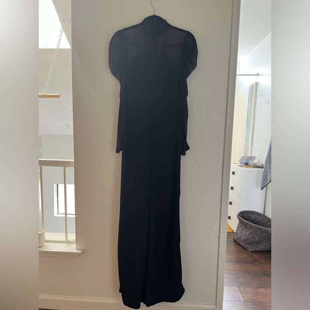 Fashion Nova Black Sheer Sleeve Jumpsuit